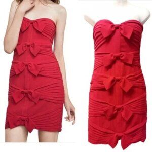 Red Bow BCBG Sabrina Rio Red Strapless Dress